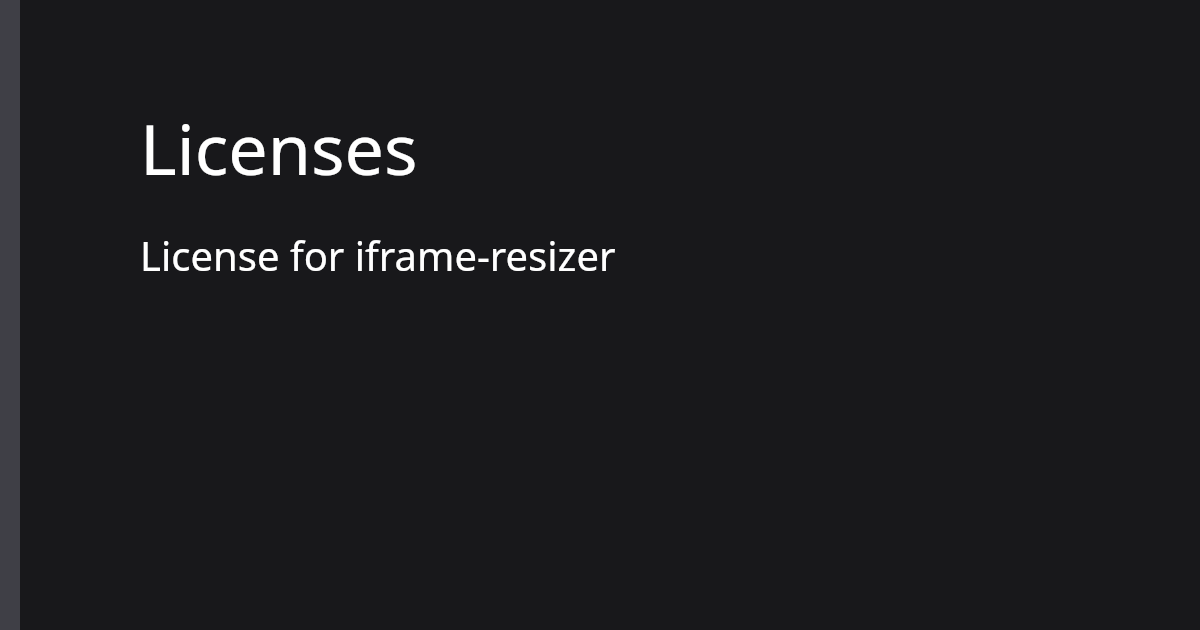 Licenses Iframe resizer Licenses iframe resizer